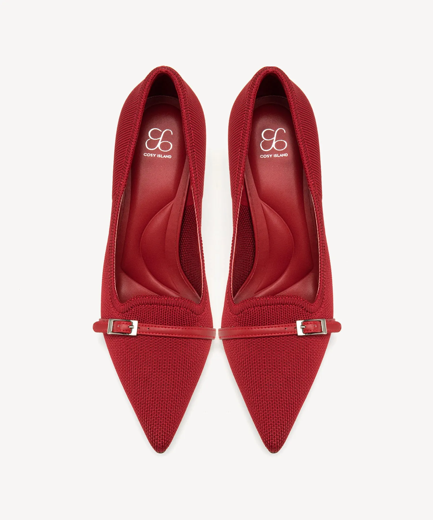 Elegant Charm Pointed Toe Heeled Pumps Red