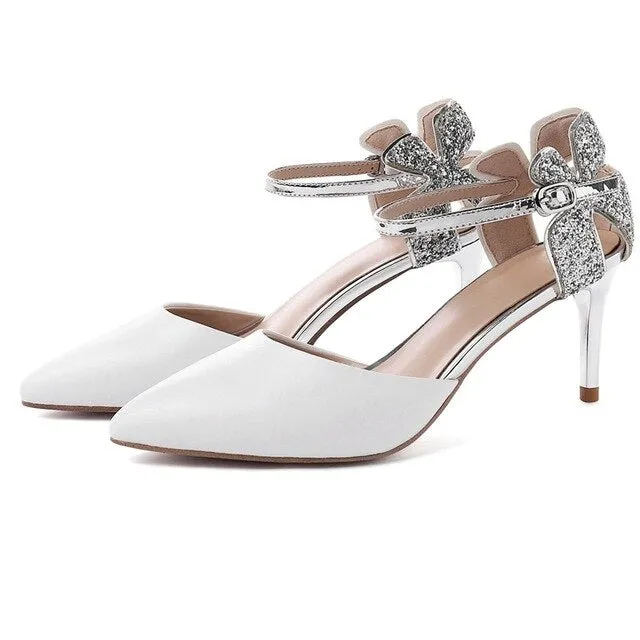 ENMAYER 2019 New Basic High Heel Pumps Women Genuine Leather Pointed Toe Party Sexy Crystal Women Shoes Solid Size 34-39 LY2424