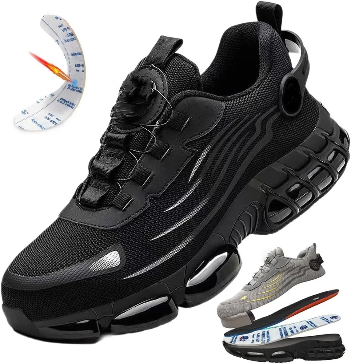 Evontura Steel Toe Shoes,Steel Toe Shoes Power Trainers,Evontura Steel Toe Boots,Men's Steel Toe Safety Work Shoes(Black,12)