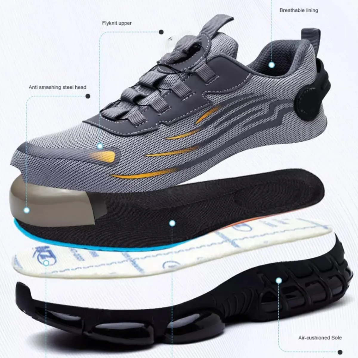 Evontura Steel Toe Shoes,Steel Toe Shoes Power Trainers,Evontura Steel Toe Boots,Men's Steel Toe Safety Work Shoes(Black,12)