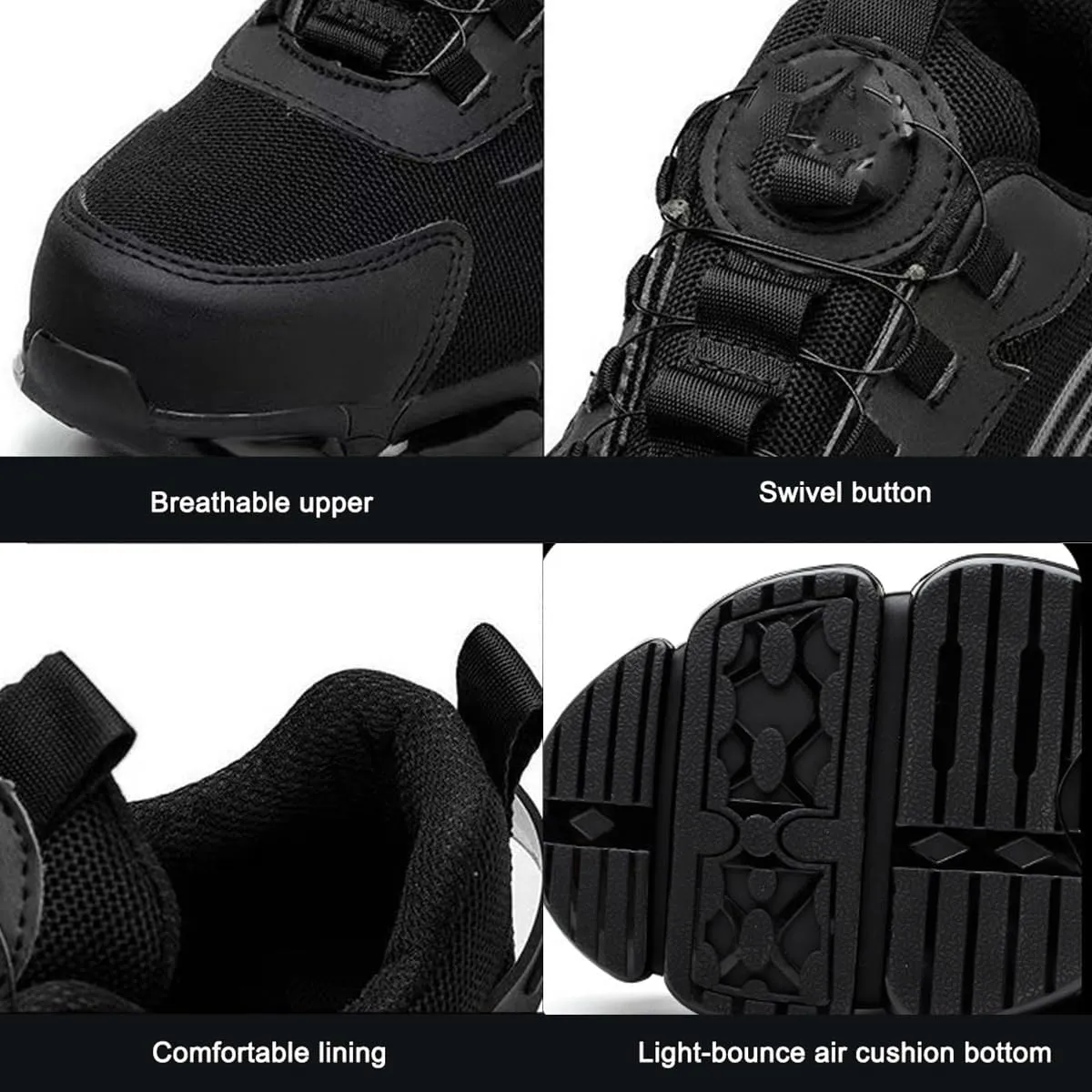 Evontura Steel Toe Shoes,Steel Toe Shoes Power Trainers,Evontura Steel Toe Boots,Men's Steel Toe Safety Work Shoes(Black,12)
