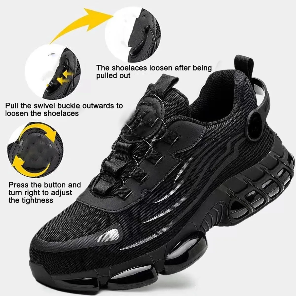 Evontura Steel Toe Shoes,Steel Toe Shoes Power Trainers,Evontura Steel Toe Boots,Men's Steel Toe Safety Work Shoes(Black,12)