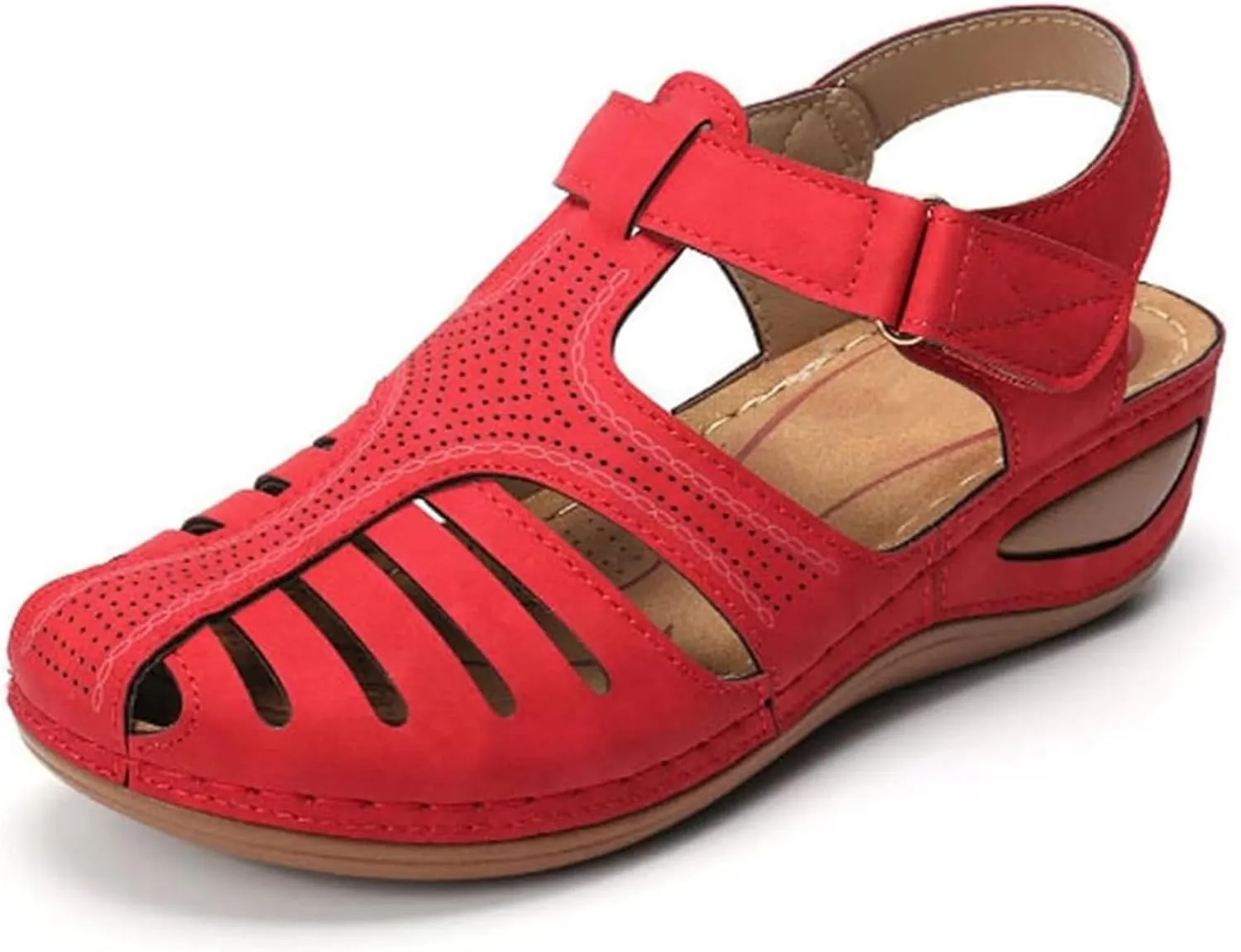 FFMA Sandals Womens Summer Closed Toe Orthopedic Wedge Sandals Hollow Platform Gladiator Sandals Dressy Summer Clearance Beach Shoes Arch Support