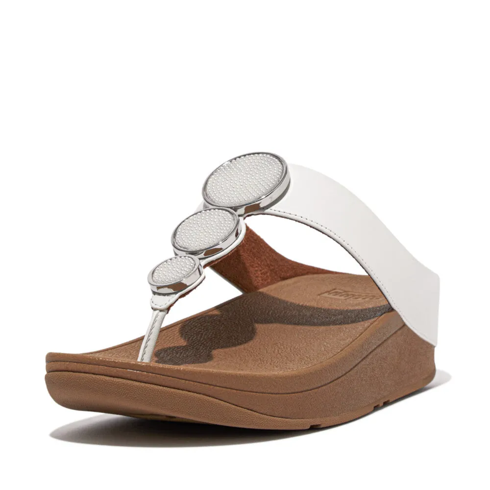 FitFlop Halo Bead Circle Leather Toe Post Sandals White