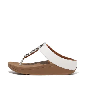 FitFlop Halo Bead Circle Leather Toe Post Sandals White