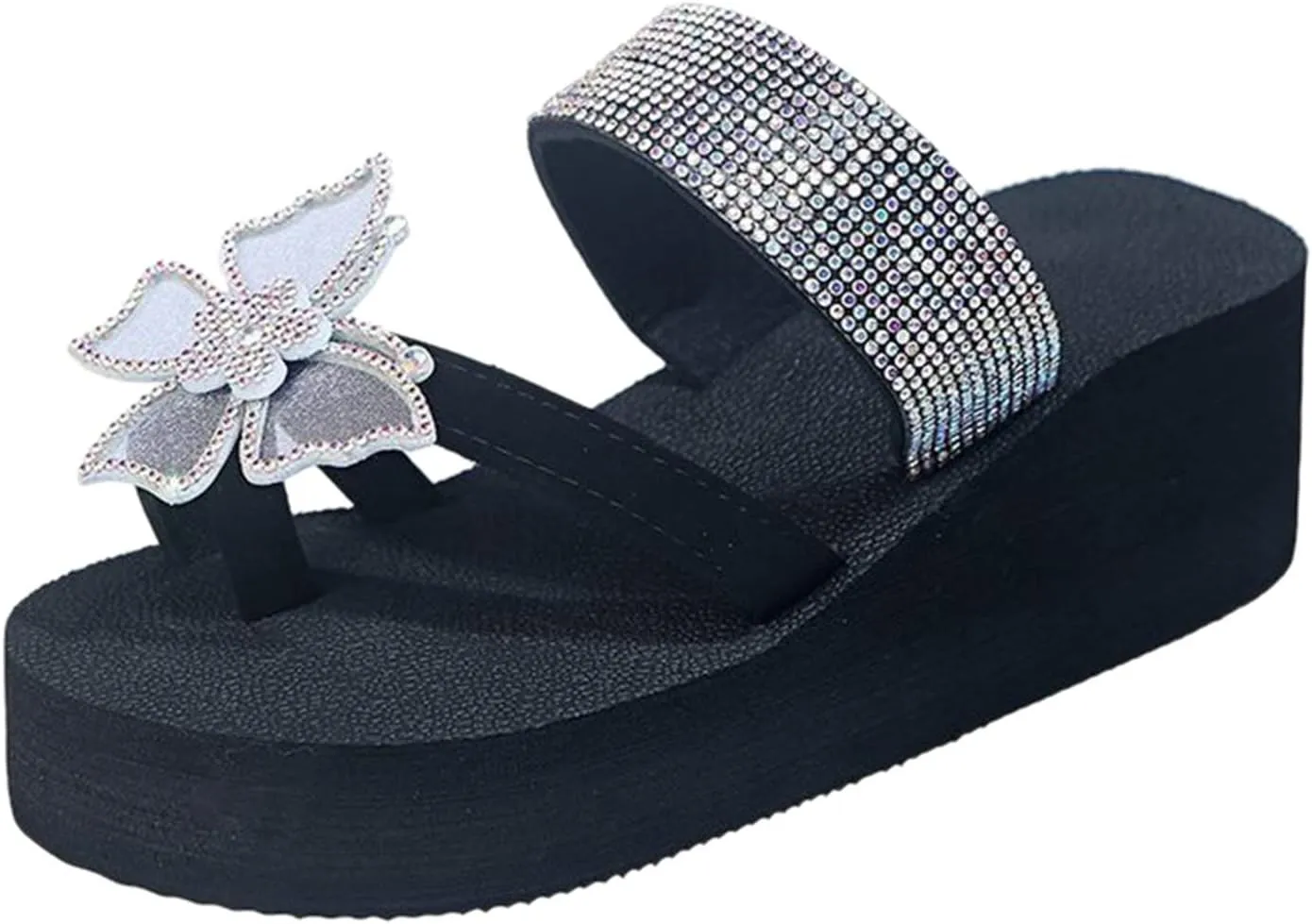 Flip Flops for Women Rhinestone Bling Wedge Sandals Summer Beach Slippers Dressy Wedding Shoes Outdoor Bohemia Slippers