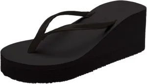 Flip Flops for Women with Arch Support Women's Fashion Slope Heel Thick Bottom Heightening Solid Color Spring And Summer Beach A Foot Stirrup Flip Flops
