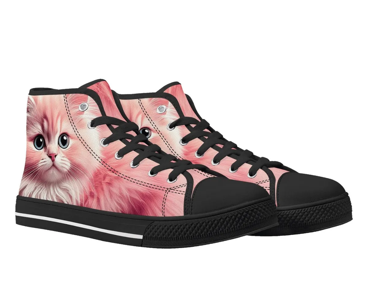 Fluffy Pink Cat High Tops