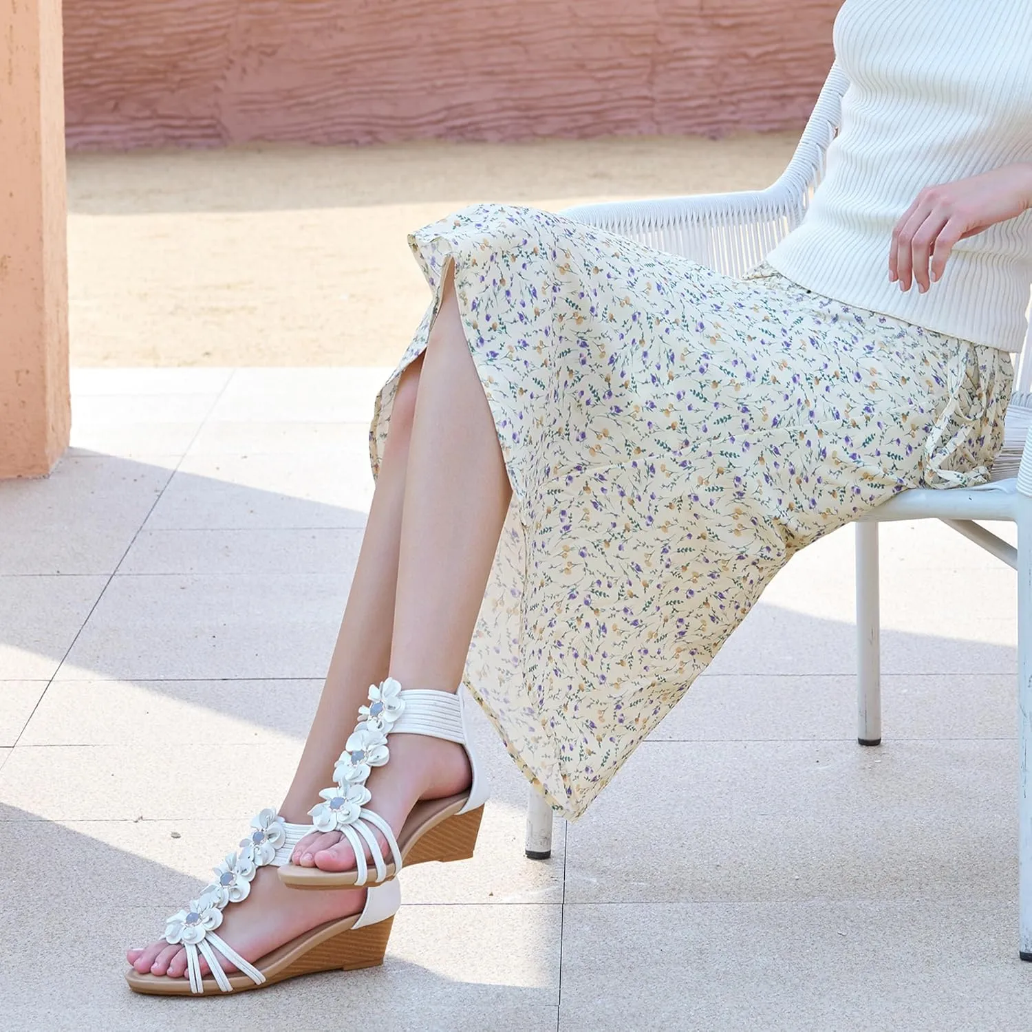 FUDYNMALC Sandals Womens Wedge Shoes: Comfortable Dressy Wedges Sandal with Zipper Summer Gladiator Sandals Open Toe