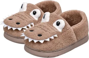Fuzzy ??artoon Animal Slipper For Kids Baby Girls Boys Warm Flat Shoes Winter Memory Foam Indoor Bedroom House Shoes