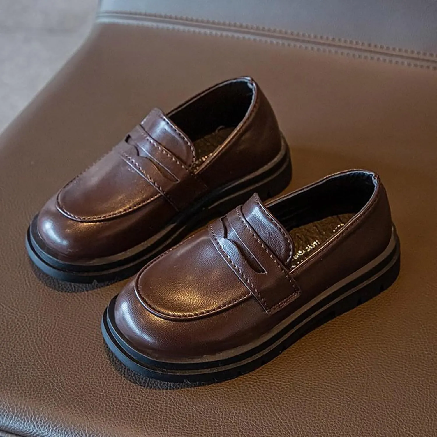 Generic Girls Platform Loafers Solid Color Slip on Leather Shoes School Un??form Dress Shoes Non Slip Comfortable Shoes