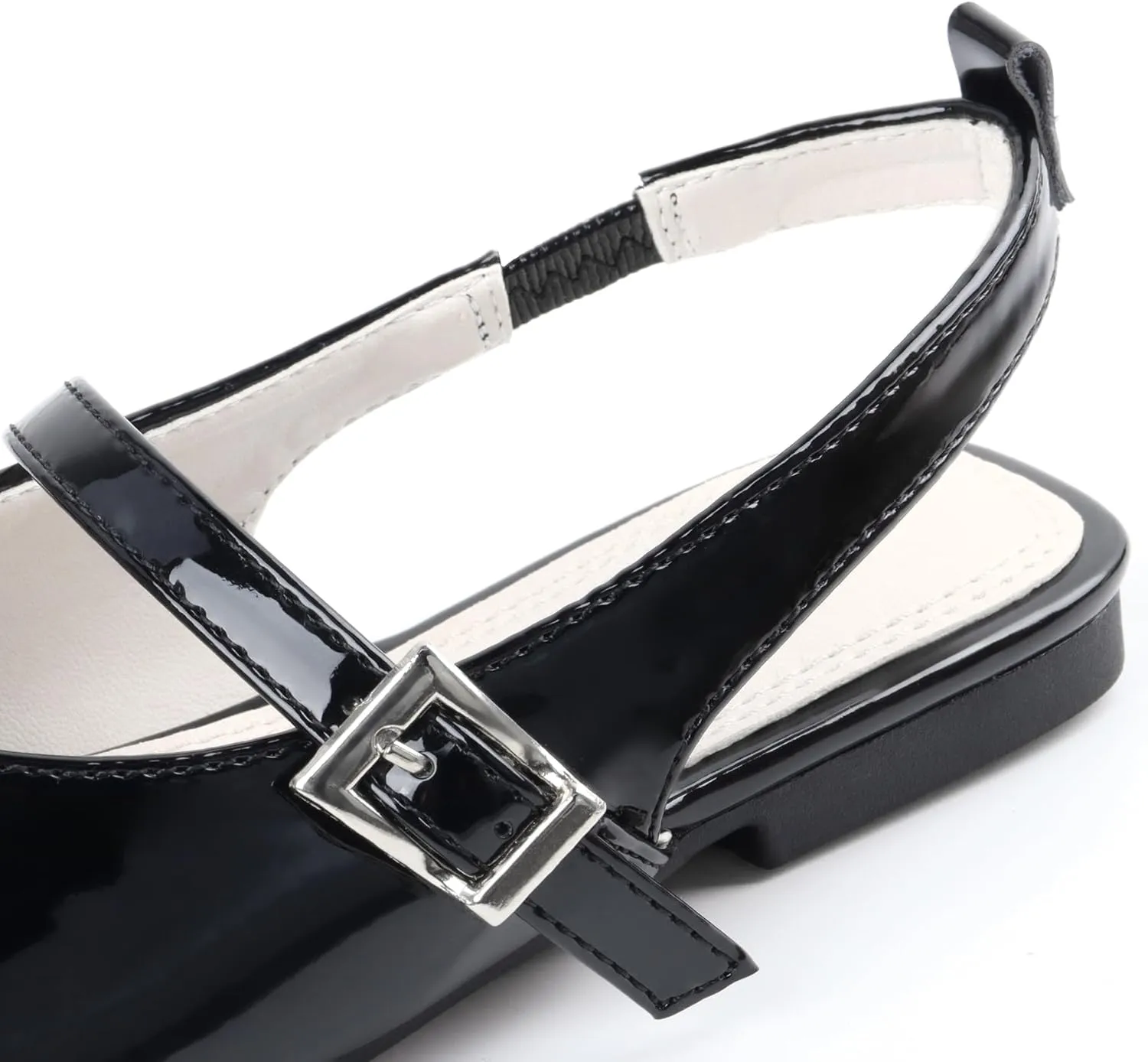 Girls Dress Shoes Square Toe Slingback Flats Adjustable Buckle Strap Mary Jane Shoes for Girls for Wedding,Party,Birthday