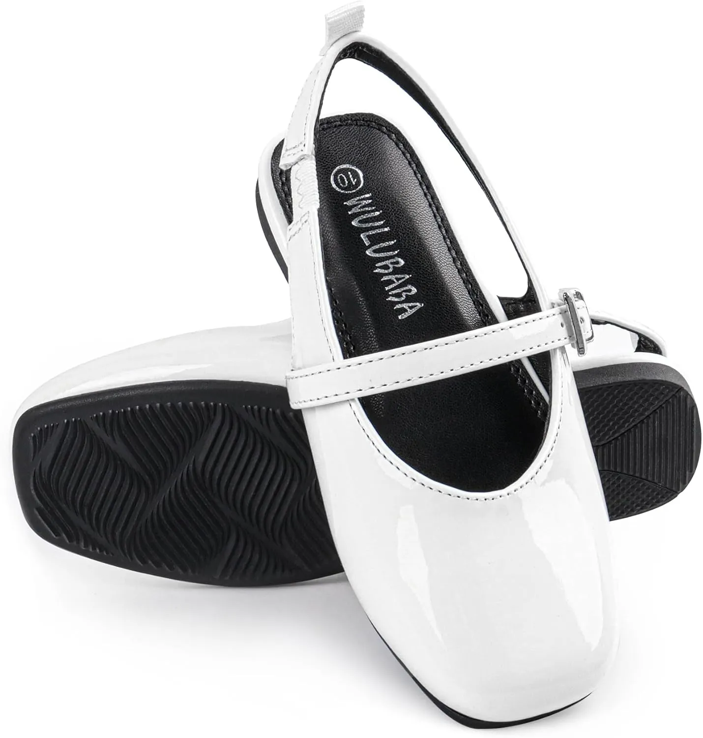 Girls Dress Shoes Square Toe Slingback Flats Adjustable Buckle Strap Mary Jane Shoes for Girls for Wedding,Party,Birthday