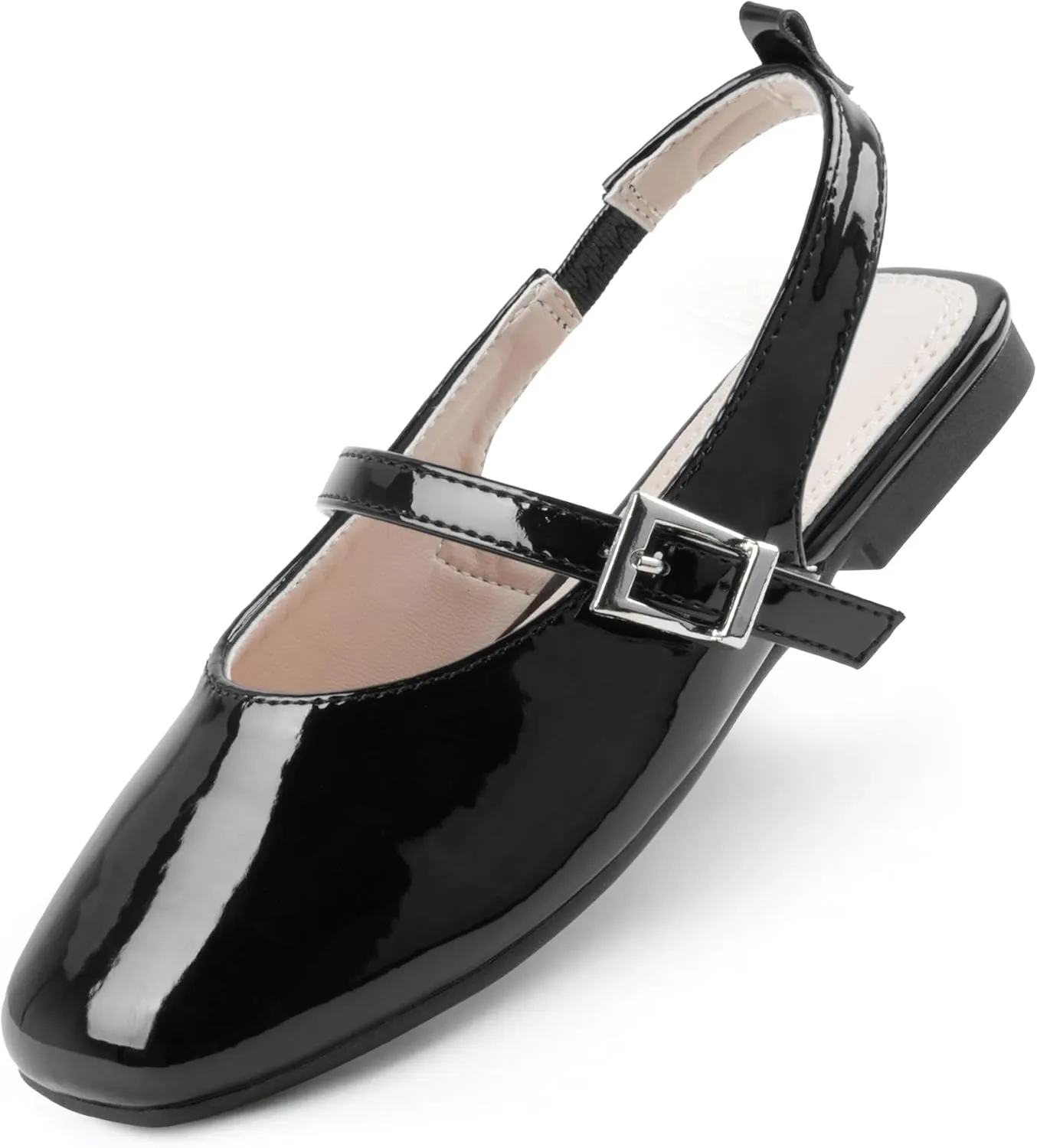 Girls Dress Shoes Square Toe Slingback Flats Adjustable Buckle Strap Mary Jane Shoes for Girls for Wedding,Party,Birthday