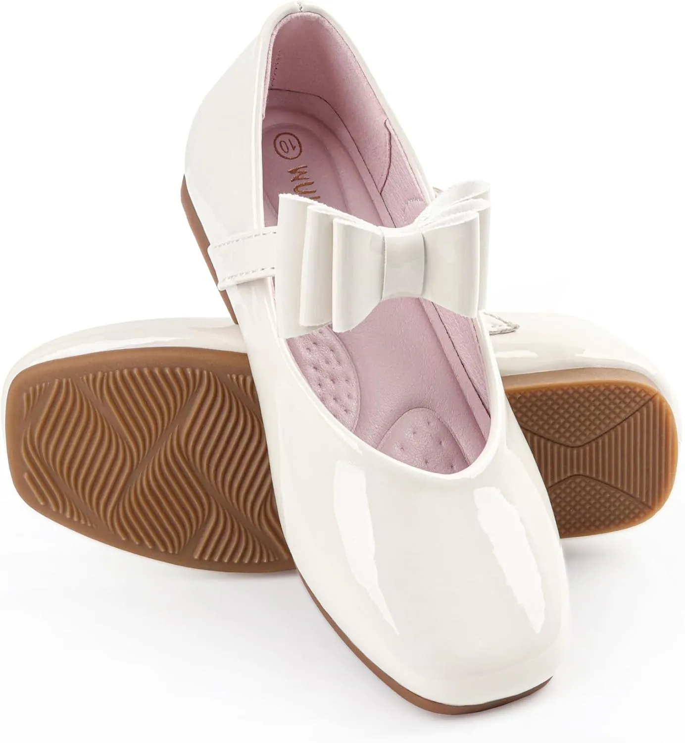 Girls Dress Shoes Square Toe Slingback Flats Adjustable Buckle Strap Mary Jane Shoes for Girls for Wedding,Party,Birthday