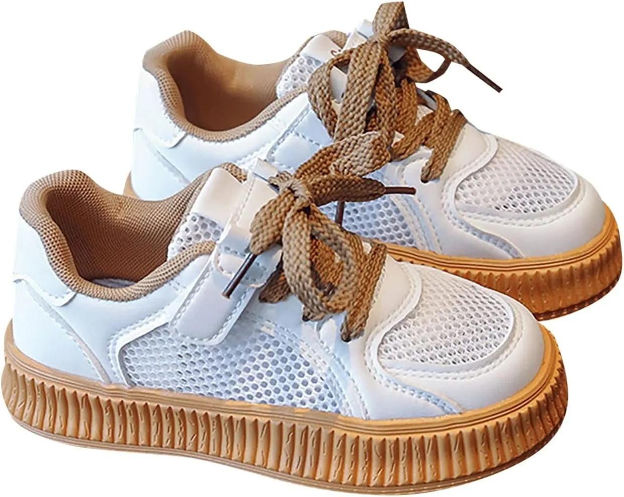 Girls Mesh Platform Sneakers Breathable Lightweight Tennis Shoes Kids Fashion Lace-up Casual Walking Cute Shoes for Kids