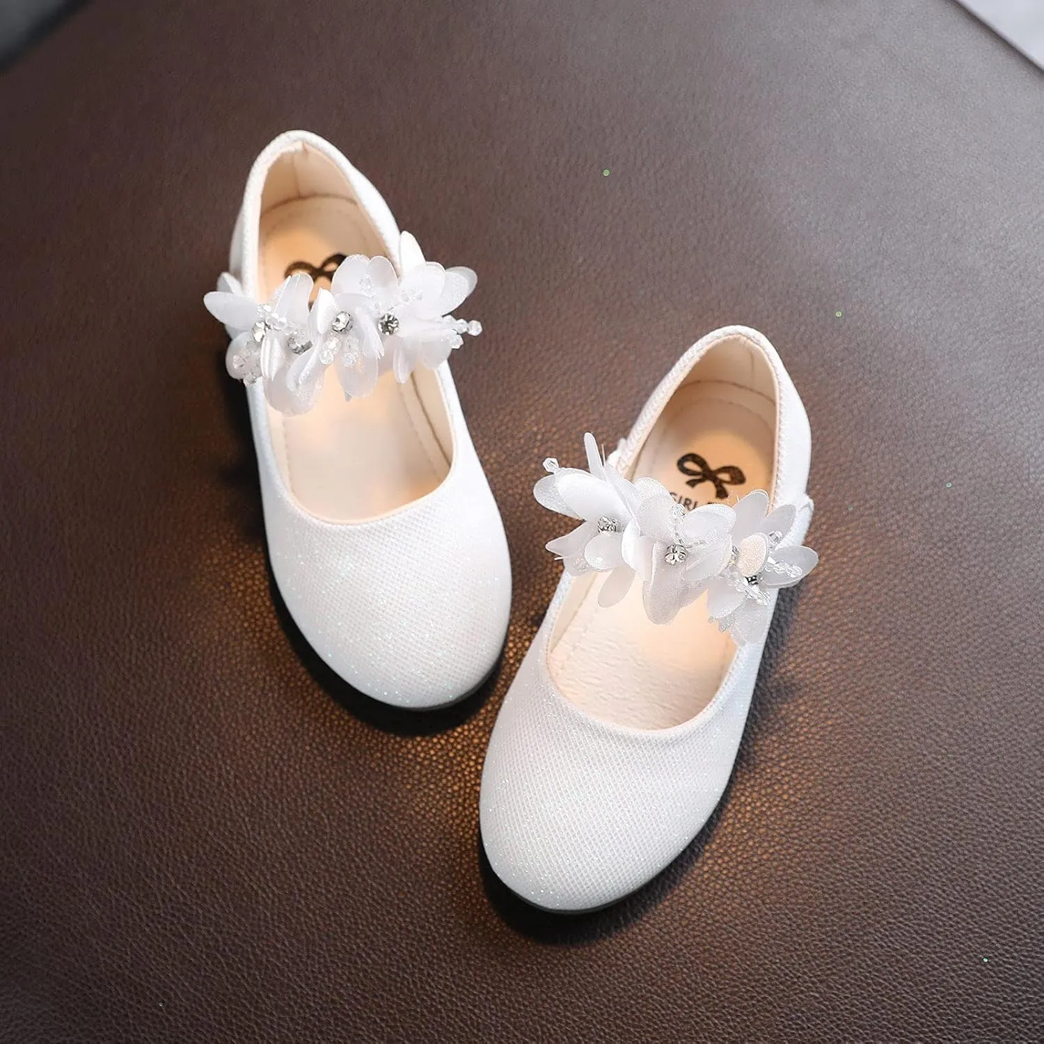 Girls White Dress Shoes,Toddler Infant Kids Baby Girls Round Toe Floral Dance Princess Shoes Sandals 1-7 Years