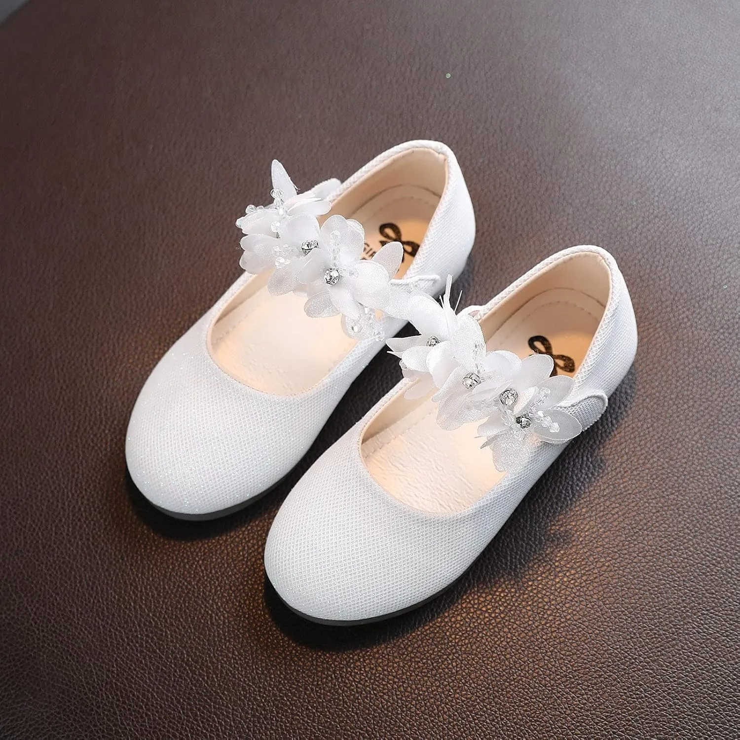 Girls White Dress Shoes,Toddler Infant Kids Baby Girls Round Toe Floral Dance Princess Shoes Sandals 1-7 Years