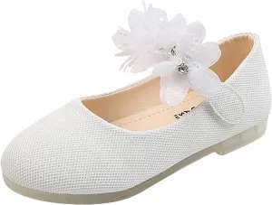 Girls White Dress Shoes,Toddler Infant Kids Baby Girls Round Toe Floral Dance Princess Shoes Sandals 1-7 Years