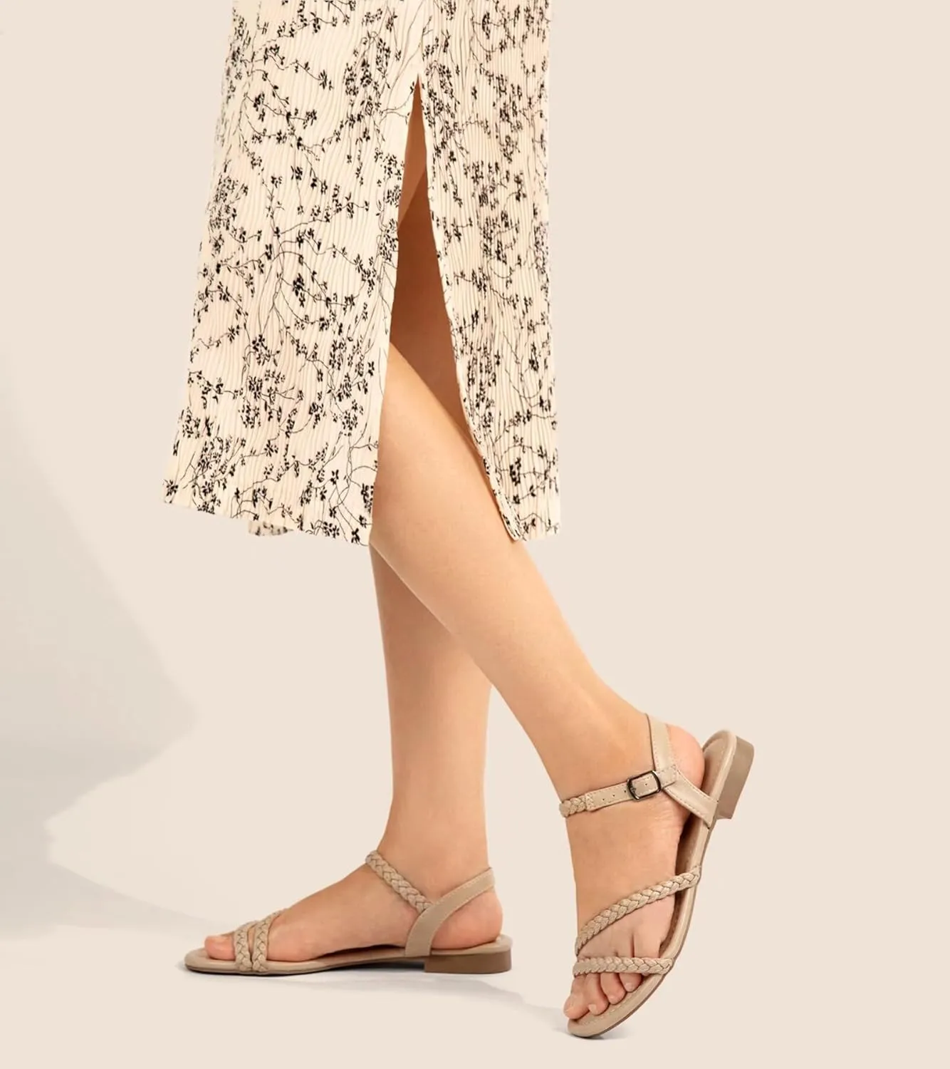 Greatonu Women??s Flat Sandals Slip On Summer Gladiator Open Toe Braided Slingback Shoes