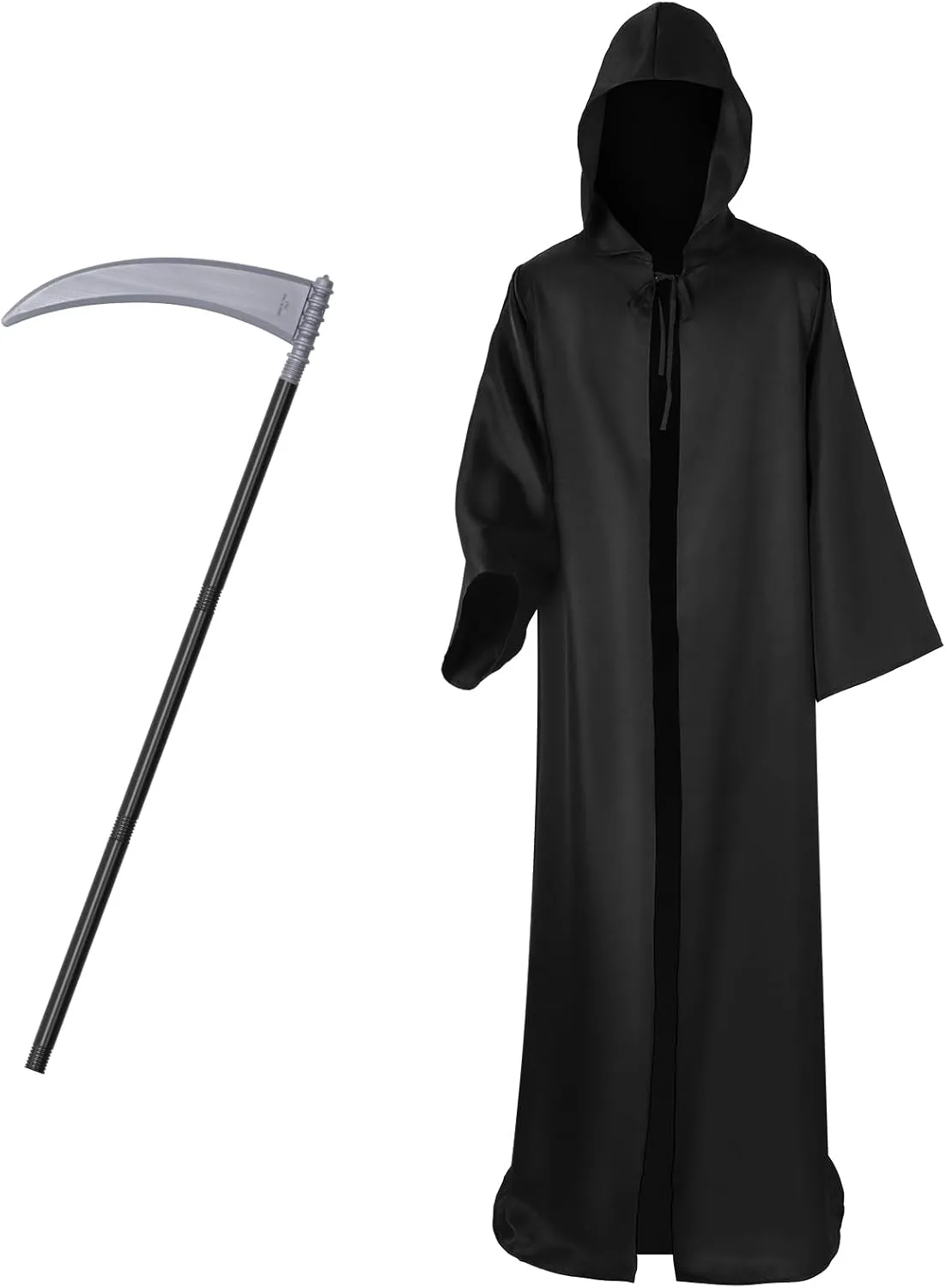 Halloween Grim Reaper Scythe Costume Robe Plastic Scream Costume Hooded Cloak Adults Cosplay