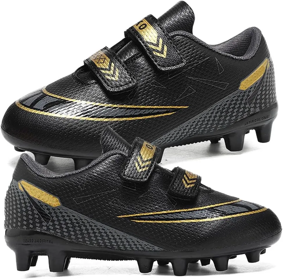 HESBITEUL Little Kids Firm Ground Soccer Cleats Boys Girls Athletic Outdoor Football Shoes Sporting Footwear for Training & Competition
