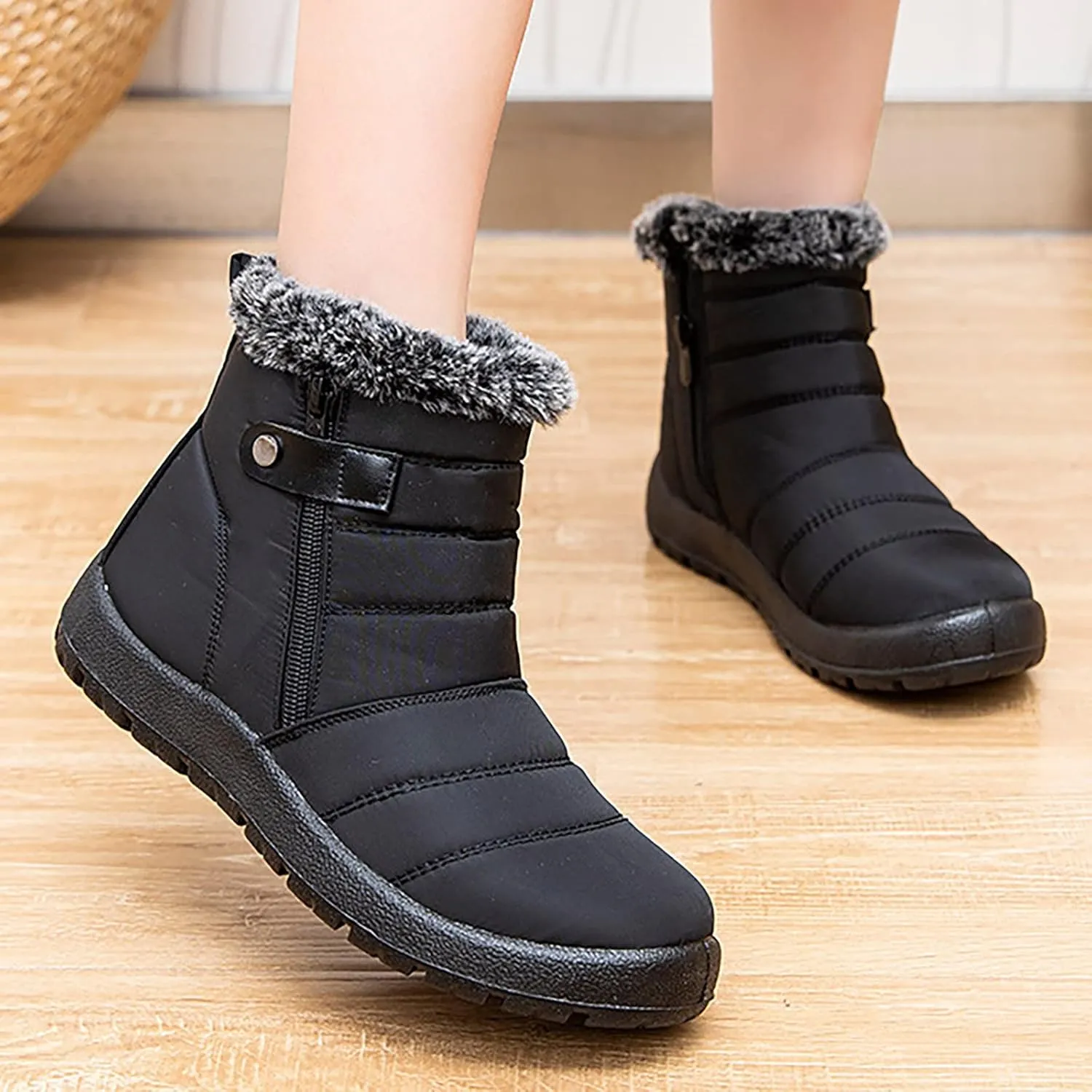 Hiking Boots for Teen Girl Waterproof Boots Lightweight Insulated Fur Boots Trekking Trail Climbing Shoes Teens Winter Boots
