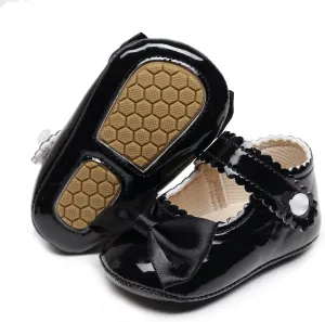 HONGTEYA Infant Baby Girls Mary Jane Flats Non Slip for Toddler First Walkers Soft Sole PU Leather Crib Shoes Sneaker Wedding Party Christmas Princess Dress Shoes Baby Moccasins Girls
