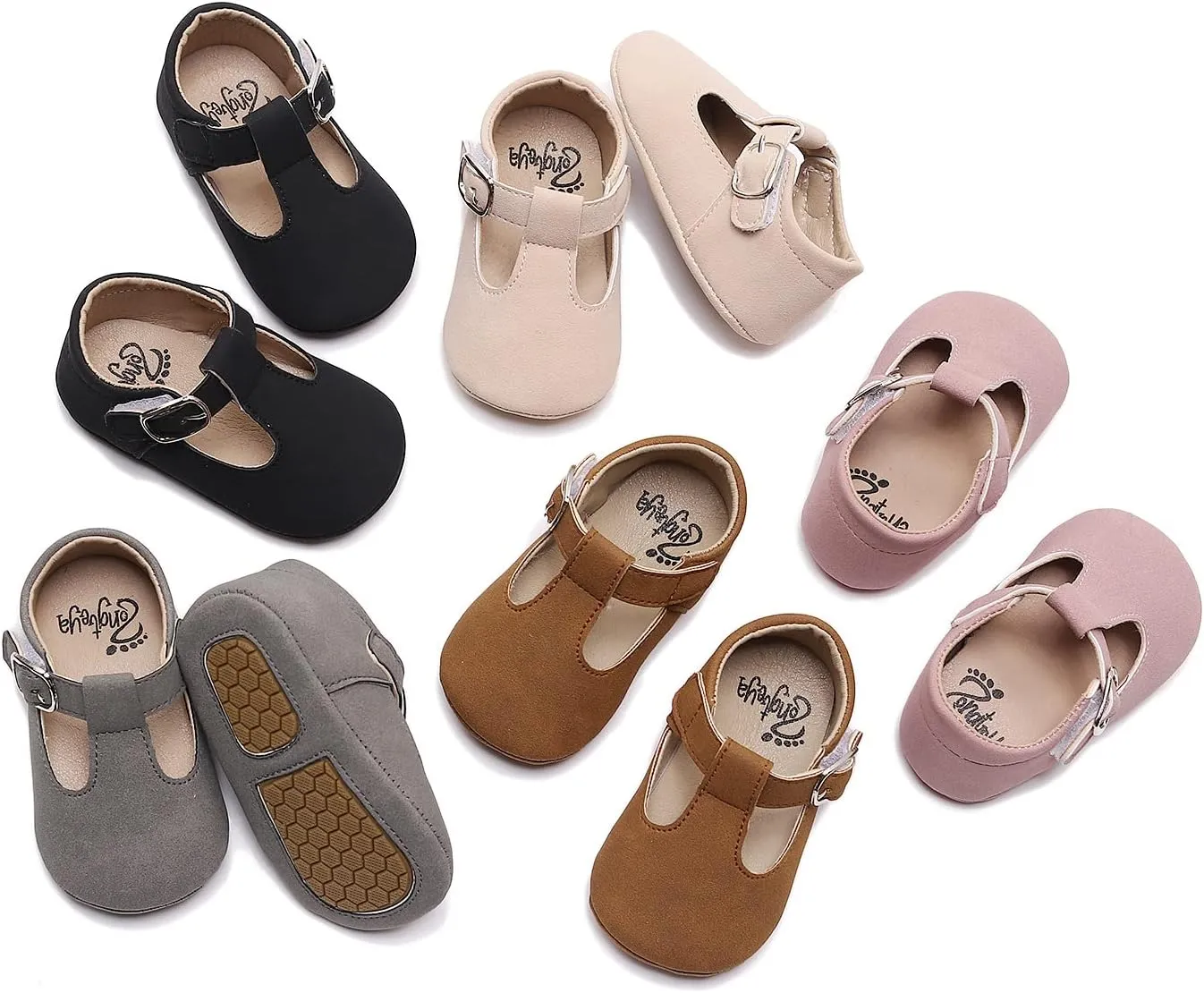 HONGTEYA Infant Baby Girls Mary Jane Flats Non Slip for Toddler First Walkers Soft Sole PU Leather Crib Shoes Sneaker Wedding Party Christmas Princess Dress Shoes Baby Moccasins Girls