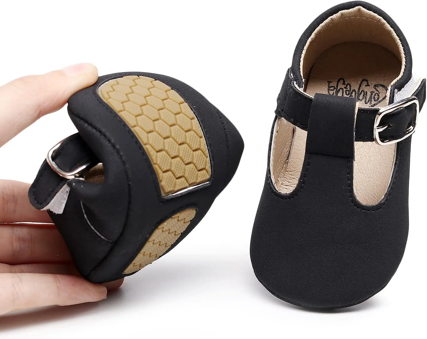 HONGTEYA Infant Baby Girls Mary Jane Flats Non Slip for Toddler First Walkers Soft Sole PU Leather Crib Shoes Sneaker Wedding Party Christmas Princess Dress Shoes Baby Moccasins Girls