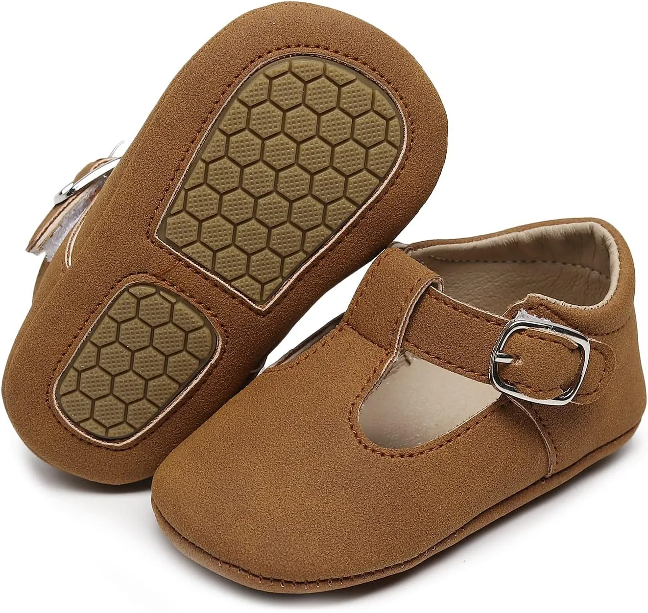 HONGTEYA Infant Baby Girls Mary Jane Flats Non Slip for Toddler First Walkers Soft Sole PU Leather Crib Shoes Sneaker Wedding Party Christmas Princess Dress Shoes Baby Moccasins Girls