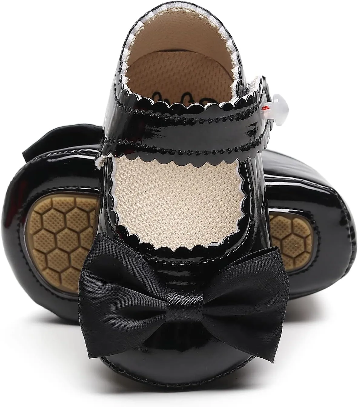 HONGTEYA Infant Baby Girls Mary Jane Flats Non Slip for Toddler First Walkers Soft Sole PU Leather Crib Shoes Sneaker Wedding Party Christmas Princess Dress Shoes Baby Moccasins Girls