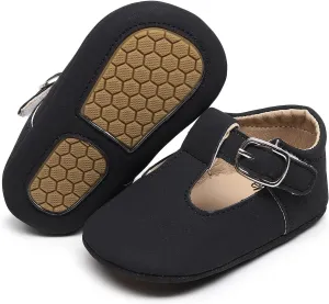 HONGTEYA Infant Baby Girls Mary Jane Flats Non Slip for Toddler First Walkers Soft Sole PU Leather Crib Shoes Sneaker Wedding Party Christmas Princess Dress Shoes Baby Moccasins Girls