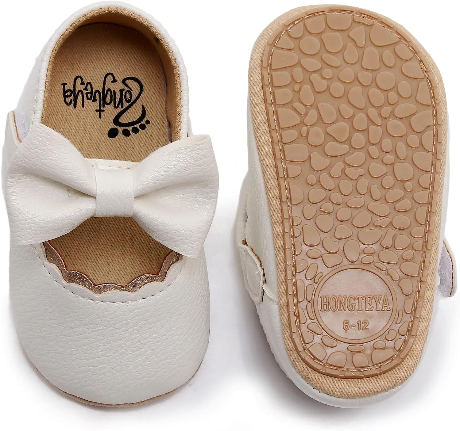 HONGTEYA Infant Baby Girls Mary Jane Flats Non Slip for Toddler First Walkers Soft Sole PU Leather Crib Shoes Sneaker Wedding Party Christmas Princess Dress Shoes Baby Moccasins Girls