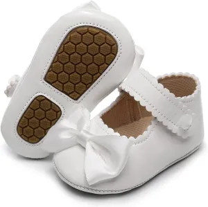 HONGTEYA Infant Baby Girls Mary Jane Flats Non Slip for Toddler First Walkers Soft Sole PU Leather Crib Shoes Sneaker Wedding Party Christmas Princess Dress Shoes Baby Moccasins Girls