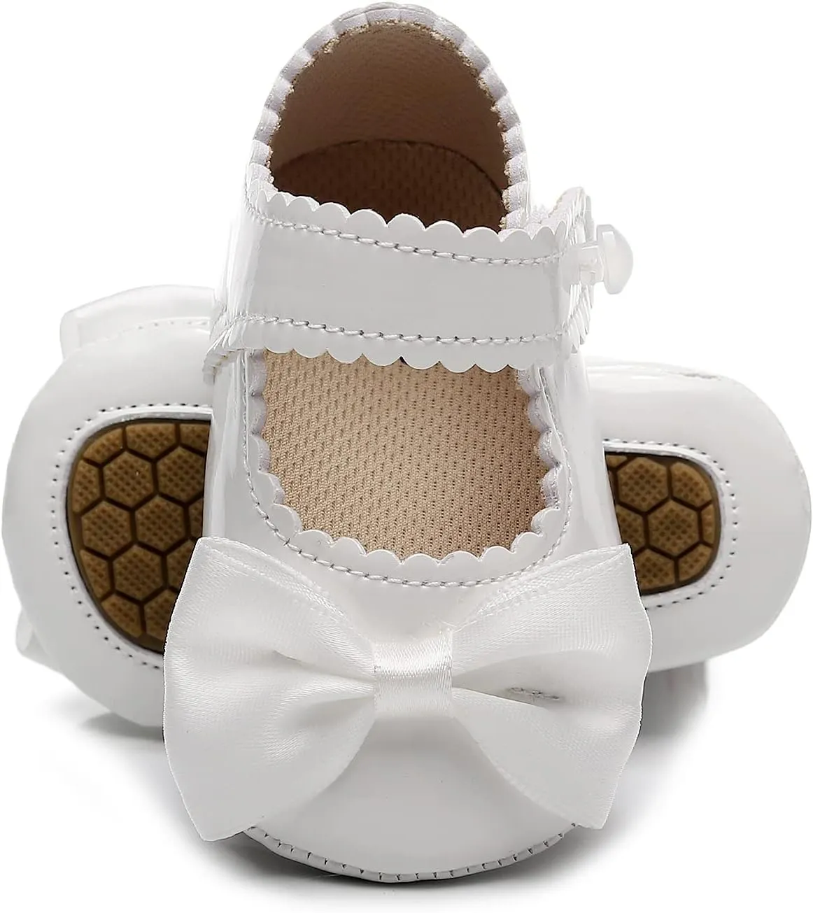 HONGTEYA Infant Baby Girls Mary Jane Flats Non Slip for Toddler First Walkers Soft Sole PU Leather Crib Shoes Sneaker Wedding Party Christmas Princess Dress Shoes Baby Moccasins Girls