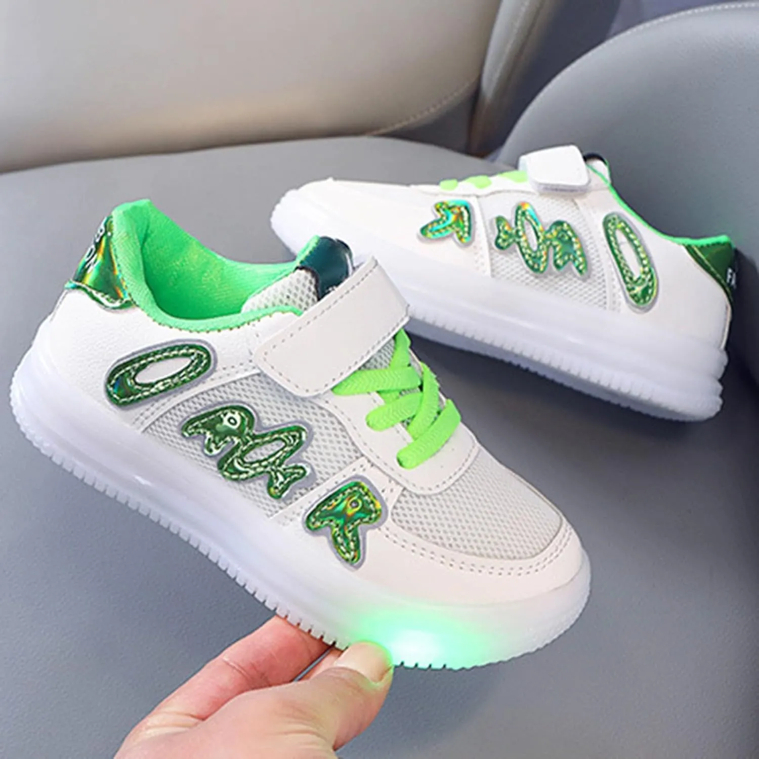 IWIHMIV Boys Athletic Shoes Casual Kids Light Up Tennis Running Shoes Comfortable Breathable Sneakers