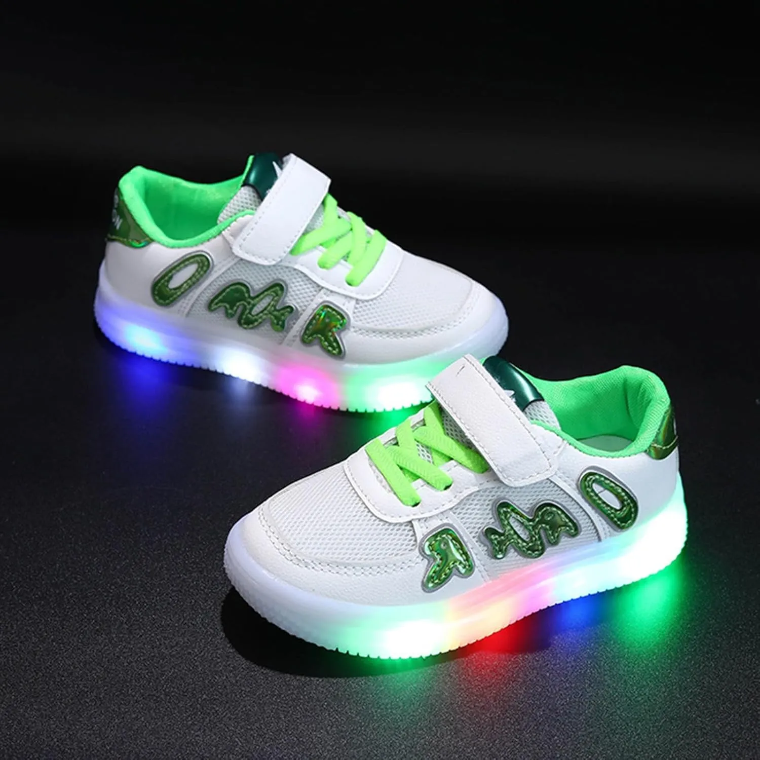 IWIHMIV Boys Athletic Shoes Casual Kids Light Up Tennis Running Shoes Comfortable Breathable Sneakers