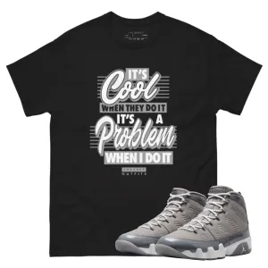 Jordan 9 Cool Grey problem black t-shirt