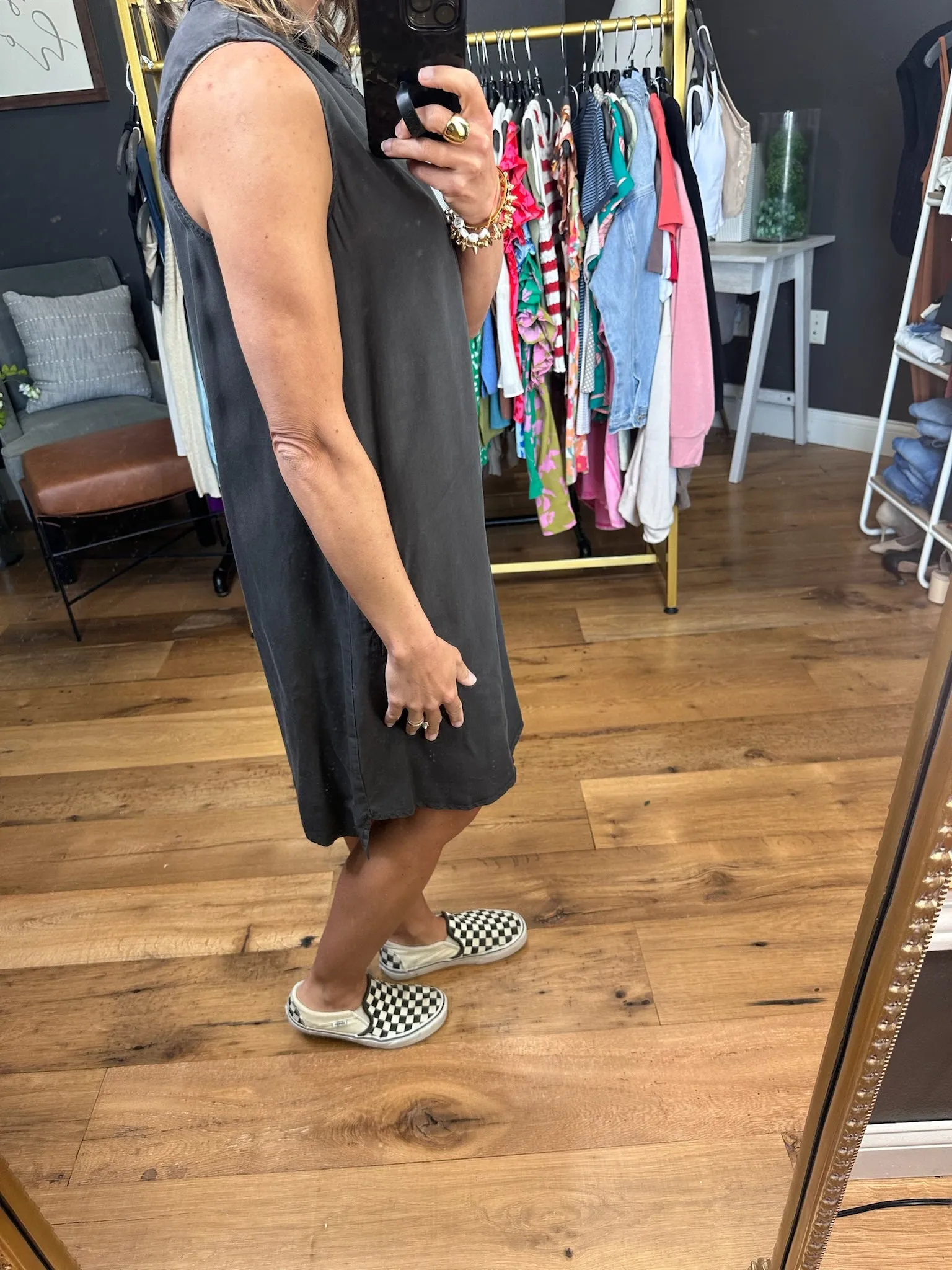 Keep Your Head Up Polo Pocket Dress - Charcoal