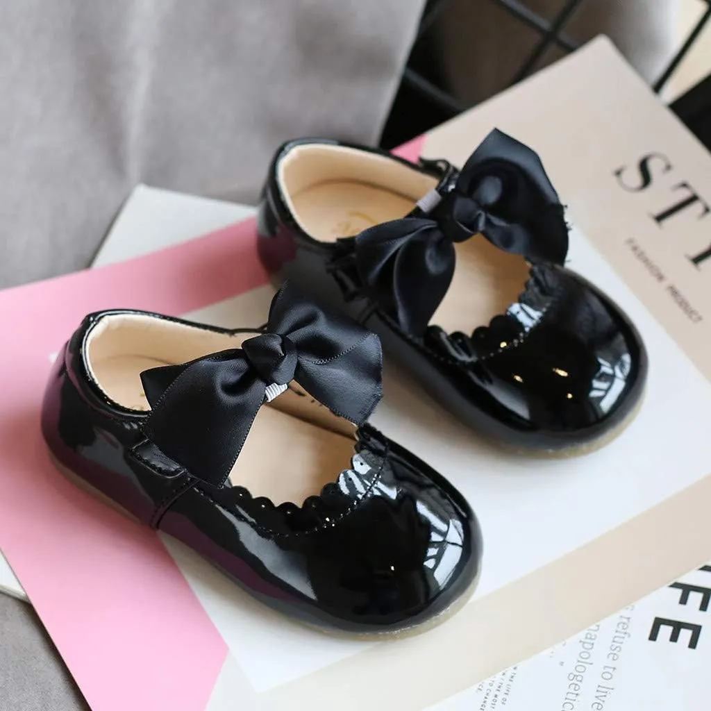 Kids Girls Butterfly Knot Princess Leather Shoes Sandals Toddler Baby Cotton Boots Solid Color Anti-Slip Shoes
