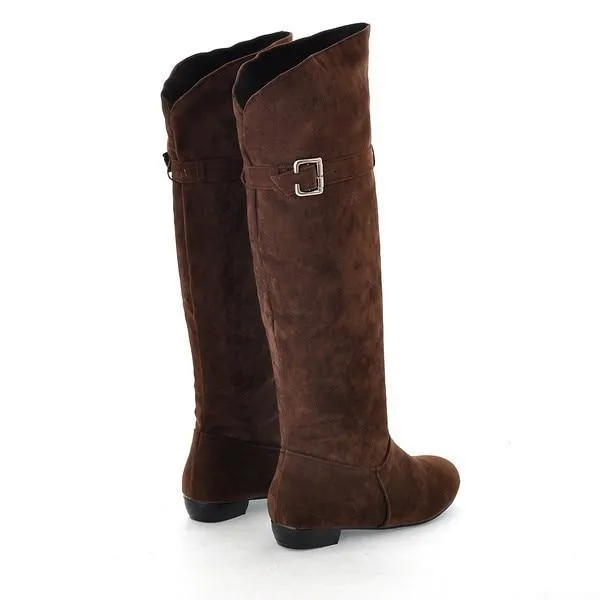 Knee high boots with buckles
