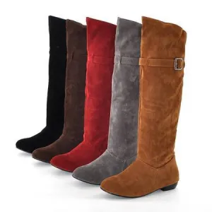 Knee high boots with buckles
