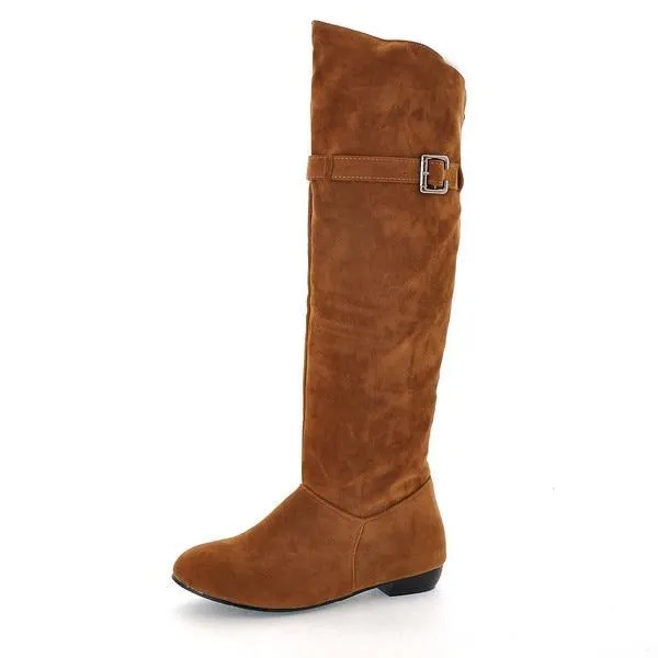 Knee high boots with buckles