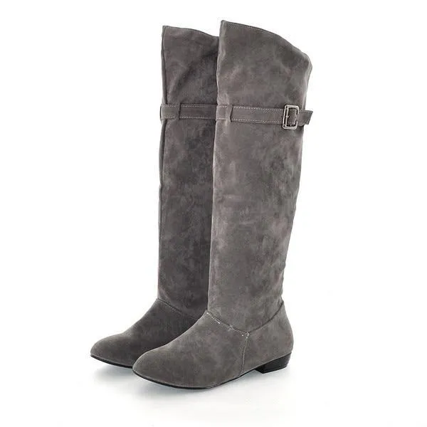 Knee high boots with buckles