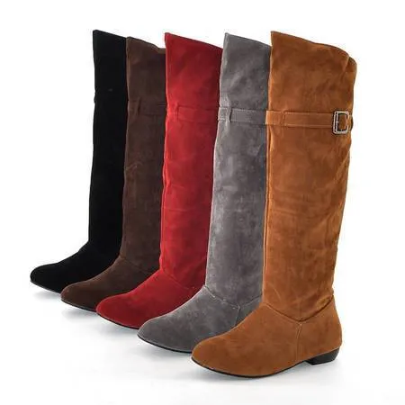 Knee high boots with buckles