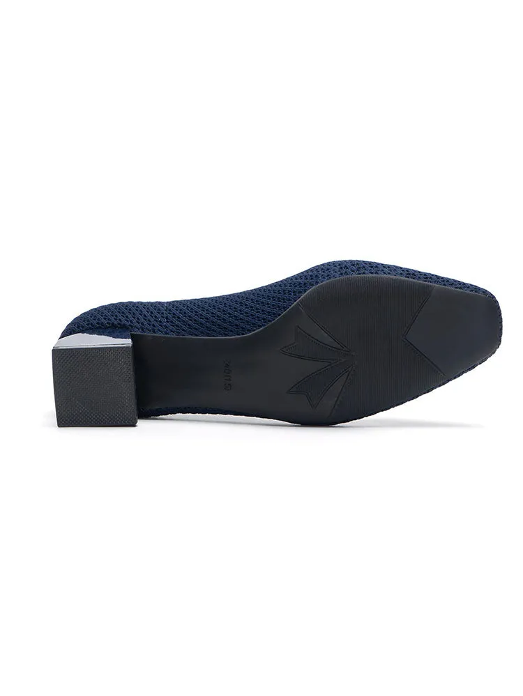 Knit Square Toe Low Heels