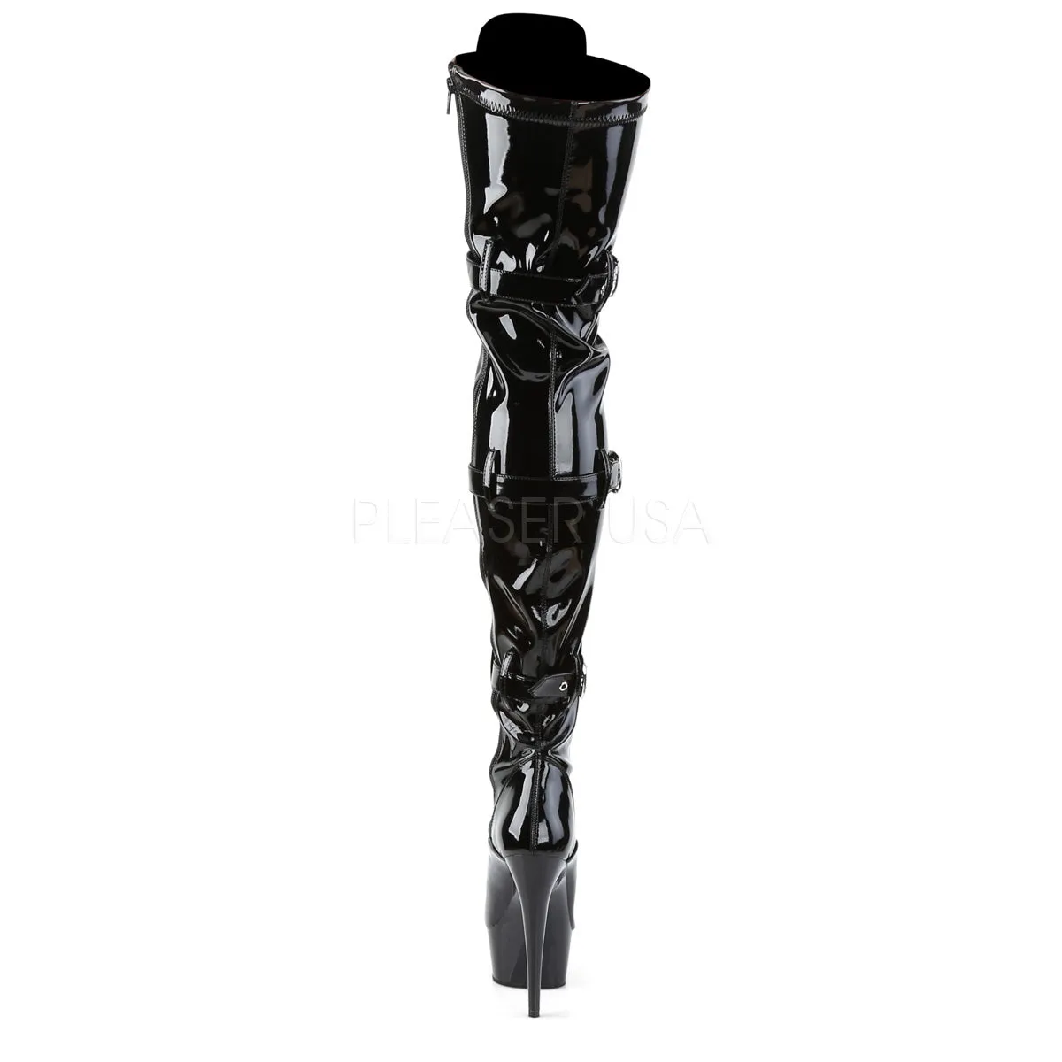 Lace-Up Thigh High Boots with 6-inch Heels and Buckles DELIGHT 3028
