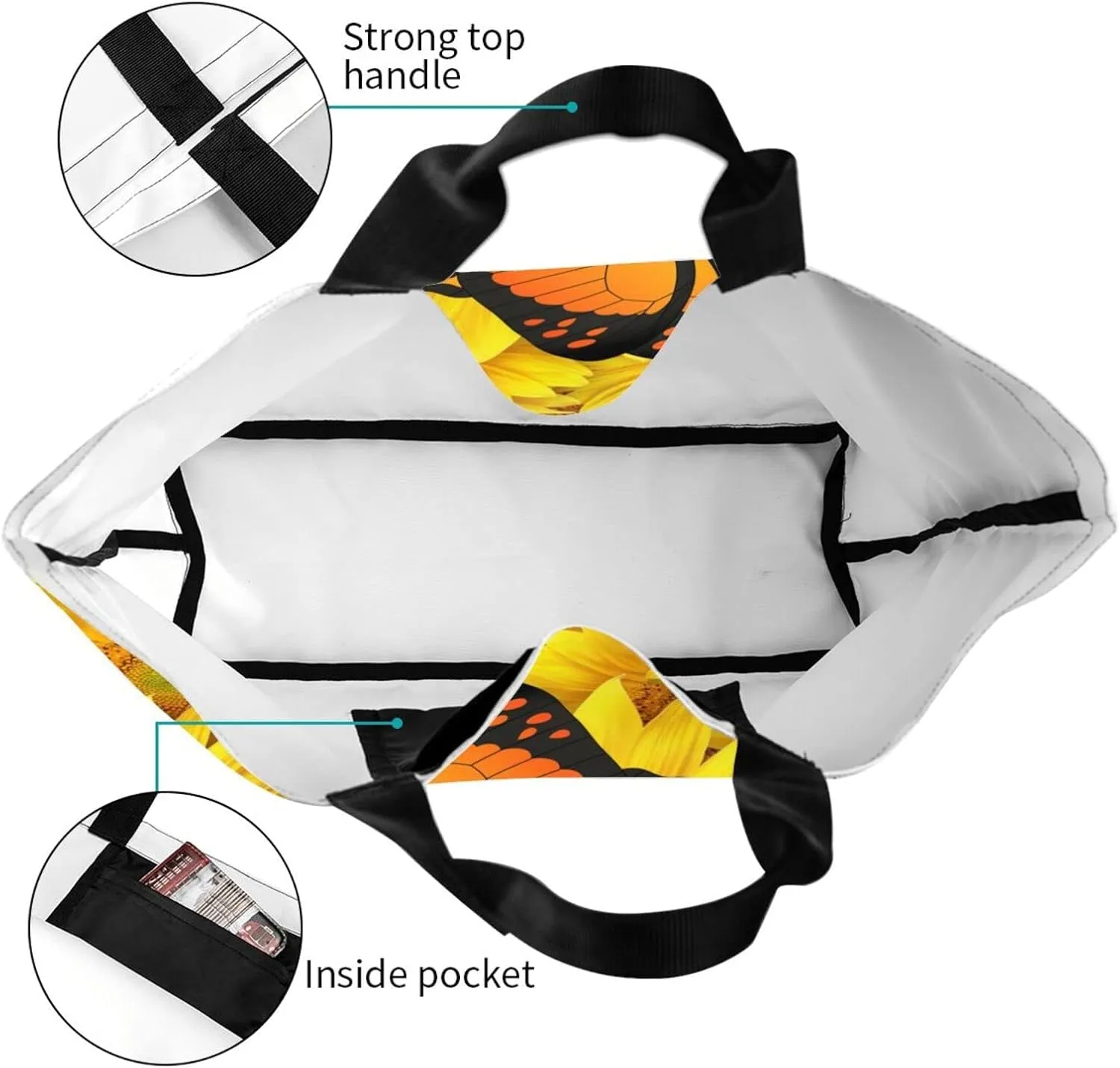 Large Capacity Reusable Canvas Shoulder Bag   Both Sides Bucket Hat Casual Tote Handbag