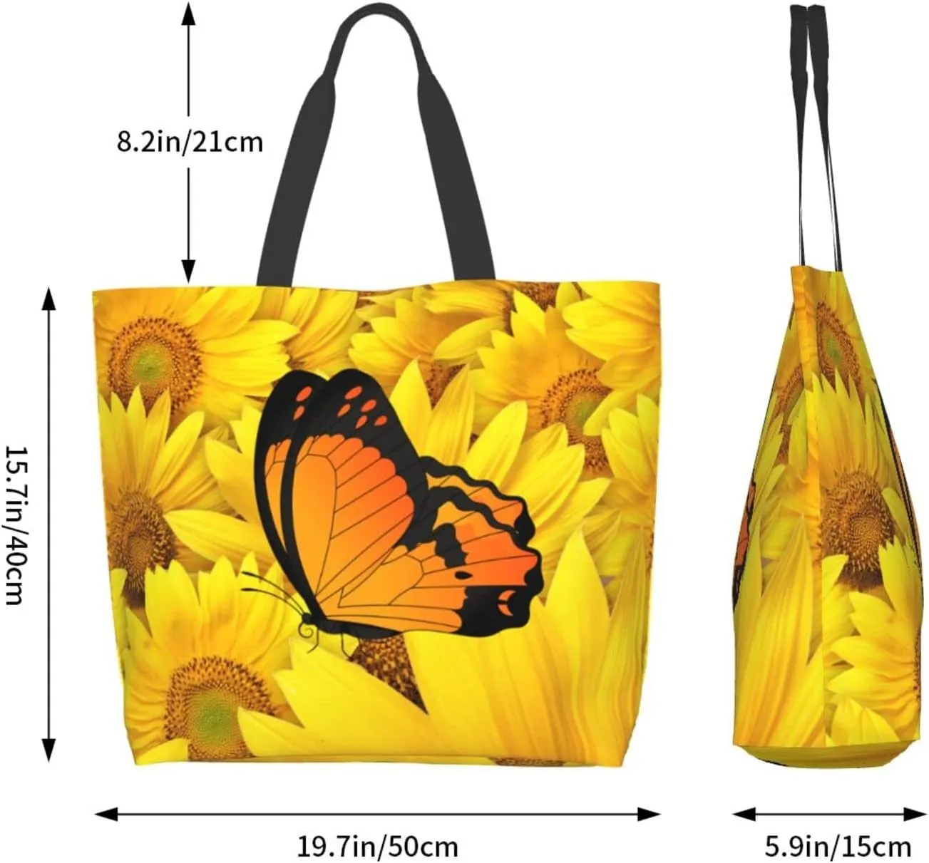Large Capacity Reusable Canvas Shoulder Bag   Both Sides Bucket Hat Casual Tote Handbag
